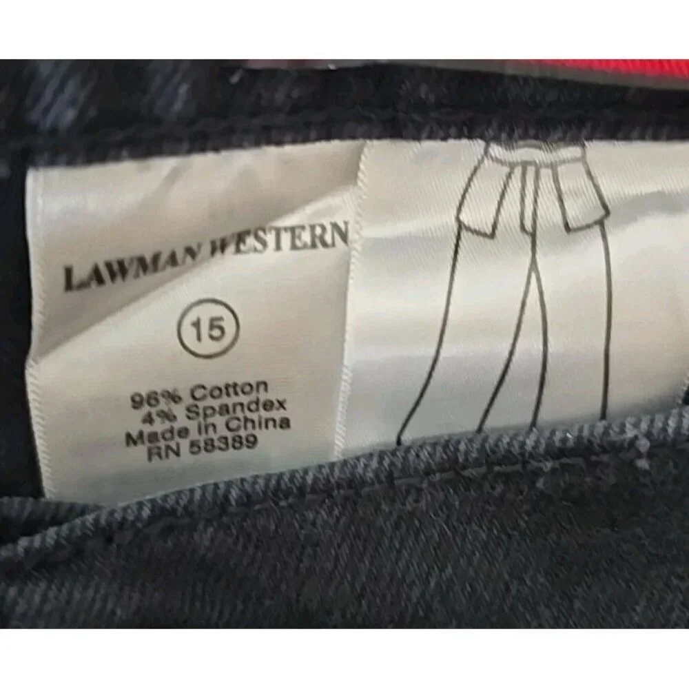 Lawman Western Women's Size 15 Superior 941 Slim Fit Black Denim Jeans t2